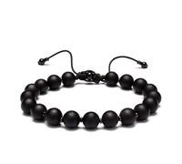 JOJOPANDA Men’s Beaded Bracelet Adjustable, Natural Texture Beads with Stainless Steel Spacers, Braided Cord, Minimal Everyday Bracelet for Men & Women, Adjustable Fit 6.7″-9.5″, Stone, no gemstone