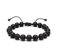 JOJOPANDA Men’s Beaded Bracelet Adjustable, Natural Texture Beads with Stainless Steel Spacers, Braided Cord, Minimal Everyday Bracelet for Men & Women, Adjustable Fit 6.7″-9.5″, Stone, no gemstone