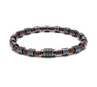 JOJOPANDA Men’s Beaded Bracelet - Polished Beads with Steel-Tone Accent | Stretch Fit | Minimalist Wristwear, One Size, Stone Stainless Steel, no gemstone