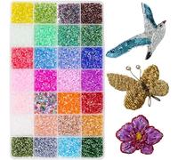 JOJOPLAY Tube Seed Beads Crafts Glass Bugle Beads Small Craft 3mm with for Jewelry Making Embroidery Decoration (28 Colors, 3mm)