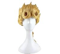 JoJos Bizarre Adventure Giorno Giovanna Cosplay Wig Golden Braid Styled Heat Resistant Synthetic Hair Wig + Wig Cap