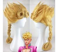 JoJo's Bizarre Adventure Giorno Giovanna Golden Braid Styled Synthetic Cosplay Costume Wigs Hair + Wig Cap