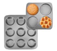 Jokapy 2Pcs Hamburger Bun Mold 4/9 Cavity Perforated Non Stick Hamburger Buns Baking Pan Carbon Steel Bread Pans for Meat Pie Mini Pizza