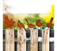 Jokapy 5Pcs Metal Bird Garden Ornaments, Rusty Birds Gardens Ornaments, Rusty Bronze Birds Vintage Garden Decorations, Bird Silhouette Simulation for Fences Branches Windowsills Outdoor