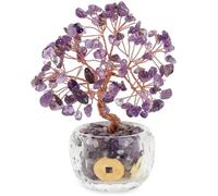 Jokapy Crystal Tree of Life Home Decor Chakra Crystal Tree Handmade Gemstone Money Trees Energy Good Luck Gifts for Women Men Birthday Healing Crystals Ornament for Home Office Room (purple)