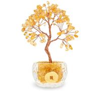 Jokapy Crystal Tree of Life Home Decor Chakra Crystal Tree Handmade Gemstone Money Trees Energy Good Luck Gifts for Women Men Birthday Healing Crystals Ornament for Home Office Room (yellow)