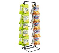 Jokapy Display Stand, Hanging Chip Rack 2 Row 32 Clips Displays Rack Hanging Snack Display Organizer Your Space for Shop, Countertop, Stores