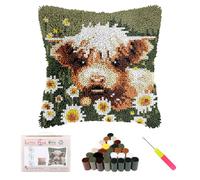 Jokapy DIY Latch Hook Pillow Kit for Kids Adults 17x17in Crochet Craft Kits Pre-Printed Latch Hook Rug Kits with Crochet Yarn Cross-Stitch Embroidery Cushion for Beginners and Home Decor
