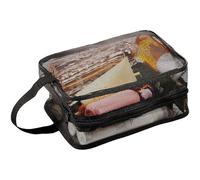 Jokapy Mesh Shower Caddy Bag Portable Travel Shower Caddy 25x16cm Mesh Toiletry Organizer Tote Bag with Carry Strap Fast Drying Makeup Storage Bags for Bathroom Gym Travel Camping Dorm(black)