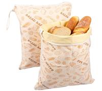 Jokapy Pack of 2 Beeswax Bread Bags 43 cm x 33 cm, Reusable Bread Bag for Keeping Fresh with L Zip and Handle, Bread Fresh Bags, Natural Beeswax Bags for Bread Storage, wheat bread, Modern