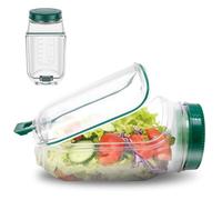 Jokapy Salad Pod, Vertical Layering Salads Pod Built-In Bowl Design, Salad Pods Jar Side Open, Reusable Salads Container Vegetable Fruit Bowl for Home Office Travel Picnic Camping Party (1, Green)