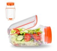 Jokapy Salad Pod, Vertical Layering Salads Pod Built-In Bowl Design, Salad Pods Jar Side Open, Reusable Salads Container Vegetable Fruit Bowl for Home Office Travel Picnic Camping Party (Orange, 1)