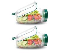 Jokapy Salad Pod, Vertical Layering Salads Pod Built-In Bowl Design, Salad Pods Jar Side Open, Reusable Salads Container Vegetable Fruit Bowl for Home Office Travel Picnic Camping Party (Green, 2)