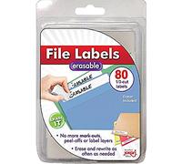 Jokari Label Once WCR80 - 80x White Erasable Laminated File Labels Refill 1/3 Cut with Eraser