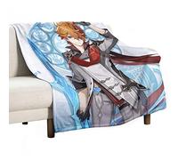 JOKBEN Genshin Impact Blanket Tartaglia Blanket Liyue Game Anime Blanket S(125cm×100cm) Super Soft Flannel Throw Blanket for Kids & Adults