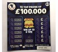 Joke Lottery Ticket Scratch Cards ~ Winning Top Cash Prize Amount ~ Funny Practical Jokes (Blue (£100,000))
