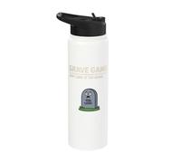 Joke Pun Funny Halloween Grave Game Dont Look at the Grave Stainless Steel Insulated Water Bottle