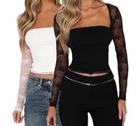 JOKELAMB Women Lace Bolero Shrug See Through Floral Cardigan Sheer Mesh Cropped Y2K Going Out Tops, 2 Pack Bolero-black+white, S