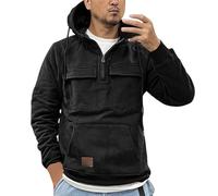 JokeLomple Mens 1/4 Zip Pullover Hoodie - Hooded Sweatshirt Drawstring Pullover Hoodie Plain Colour Zip Up Jacket Sweatshirts with Hood Long Sleeve Sweatshirts Daily Work Hoodies Black