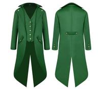 Joker Adult Men's Costume - Vampire, Steampunk Jacket, Trench Coat, Prince - Green, XL