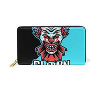 Joker Black Blue Clown Wallet Real Leather Purse Credit Card Holder for Women Phone Girl