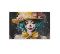 Joker Laughing Clown Canvas Wall Art, Portrait Hanging Paintings, Modern Gallery Print with Vivid Colors & Deep Emotion for Living Room Home Office Decor 08x12inch(20x30cm)