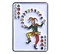 Joker Wild Playing Card Poker Hand Jester Clown Metal Enamel Badge or Brooch 25mm