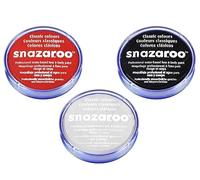 Jokeshop 18ml Snazaroo Face & Body Paint Set (BLACK WHITE & RED) Dead Vampire Halloween Make Up FX Paints