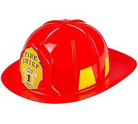 jokeshop Adults Red Fireman Helmet Firefighter Fire Chief Hat Unisex Fancy Dress Emergency Services