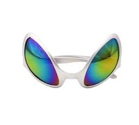 jokeshop Alien Glasses Silver Frame with Blue Lens Space Monster Futuristic Cosplay Alien Halloween Fancy Dress