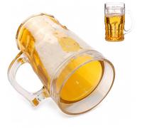 jokeshop Fake Beer Mug Realistic Fake Drink Stein Glass for Bar Decoration Reusable Prank Mug for April Fools Joke, Costume and Party Prop - 400ml