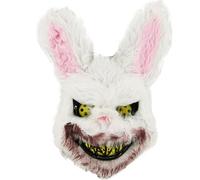 jokeshop Fluffy Killer Bunny Mask Halloween Horror Scary White Rabbit Fancy Dress Half Face Mask Masquerade