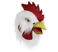 jokeshop Latex Rooster Mask Realistic Furry Chicken Head Mask White Farm Animal Cosplay Mask Full Head Mask Halloween Fancy Dress
