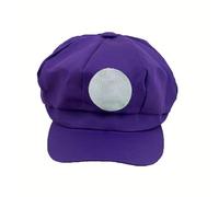 jokeshop Mario Luigi Wario Waluigi Toad Hat Cap Plumber Bros Overalls Video Game Character Fancy Dress Cosplay Costume Party (Purple - Waluigi)