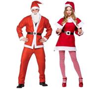 jokeshop Mr & Mrs Claus Couple's Costume's Father Christmas Miss Santa Fancy Dress Outfit Suit