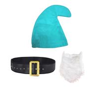 jokeshop Seven Dwarf/Dwarves Smurf 3 Piece Set (Hat, Beard and Belt) Garden Gnome Fantasy Fairytale Adults Fancy Dress Costume (Turquoise)
