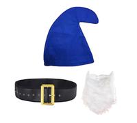 jokeshop Seven Dwarf/Dwarves Smurf 3 Piece Set (Hat, Beard and Belt) Garden Gnome Fantasy Fairytale Adults Fancy Dress Costume (Blue)