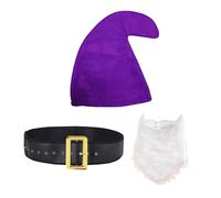 jokeshop Seven Dwarf/Dwarves Smurf 3 Piece Set (Hat, Beard and Belt) Garden Gnome Fantasy Fairytale Adults Fancy Dress Costume (Purple)
