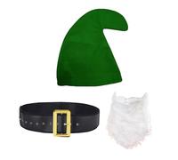 jokeshop Seven Dwarf/Dwarves Smurf 3 Piece Set (Hat, Beard and Belt) Garden Gnome Fantasy Fairytale Adults Fancy Dress Costume (Green)