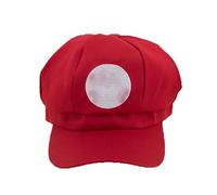 jokeshop Super Workman Mario Luigi Wario Waluigi Toad Hat Cap Plumber Bros Overalls Video Game Character Fancy Dress Cosplay Costume Party (Red 1)