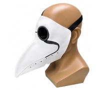 jokeshop White Latex Plague Doctor Mask Beak Steampunk Medieval Bird Halloween Costume Accessory