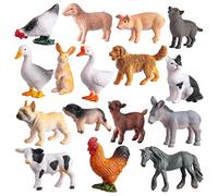 JOKFEICE 16Pcs Realistic Farm Animal Figures, Montessori & Sensory Learning Toys for Toddlers, Mini Plastic Animals for imaginative Play, Farmyard Cake Toppers, Party Favors and Gifts for Kids