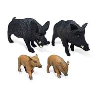 JOKFEICE Animal Figures 4pcs Plastic Boar Family Animals Action Model Science Project, Learning Educational Toys, Birthday Gift, Cake Topper, for Kids