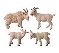 JOKFEICE Animal Figures 4pcs Plastic White Goat Animals Action Model Science Project, Learning Educational Toys, Birthday Gift, Cake Topper for Kids