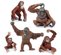 JOKFEICE Animal Figures 5pcs Plastic Orangutan Family Animals Action Model Science Project, Learning Educational Toys, Birthday Gift, Cake Topper, for Kids
