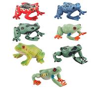JOKFEICE Animal Figures 7pcs Plastic Frog Family Animals Action Model Science Project, Learning Educational Toys, Birthday Gift, Cake Topper, for Kids