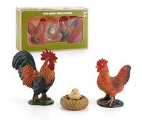 JOKFEICE Chicken Family 3pcs Realistic Animal Figures Action Model Science Project, Learning Educational Toys, Birthday Gift, Cake Topper for Kids