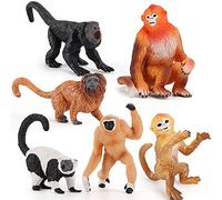 JOKFEICE Monkey Family 6pcs Realistic Animal Figures Action Model Science Project, Learning Educational Toys, Birthday Gift, Cake Topper for Kids