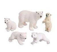 JOKFEICE Polar Bear Figures for Kids - 5pcs Realistic Plastic Animal Figures for Science Projects, STEM Learning, Cake Toppers, Birthday Gifts, Party Favors, Educational Toys for Toddlers