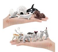 JOKFEICE Small Polar Animals Figurines, 10pcs Realistic Penguin Polar Bear Seal Winter Animals for Early Educational Birthday Cupcake Topper Gift for Kids